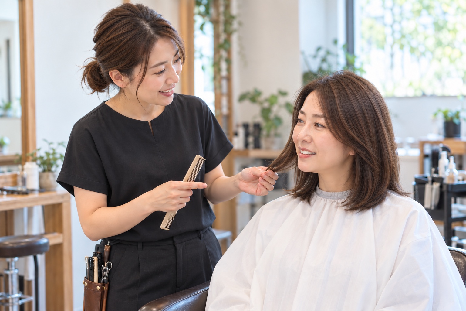 美容師がお客様の希望を丁寧に聞く様子のイメージ
